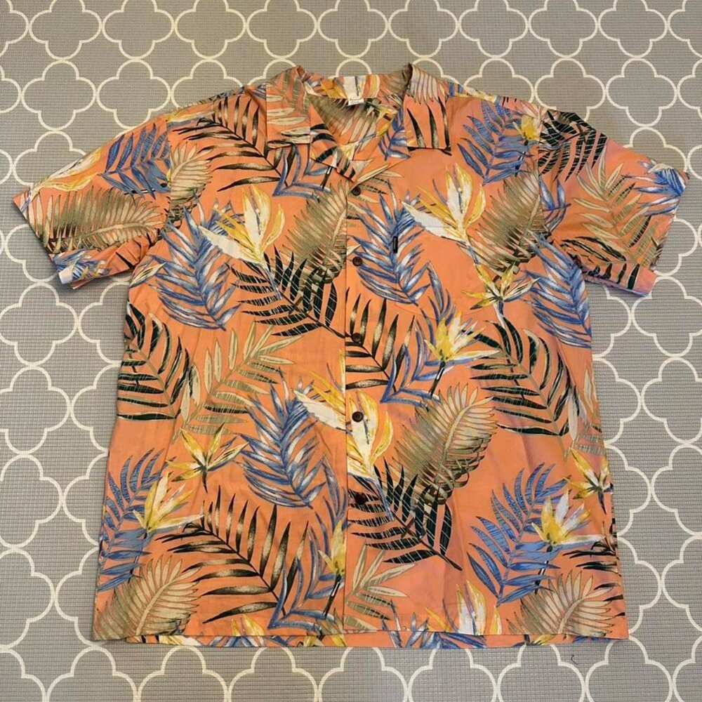 Authentic Palmwave Hawaii orange multicolored button up shirt.